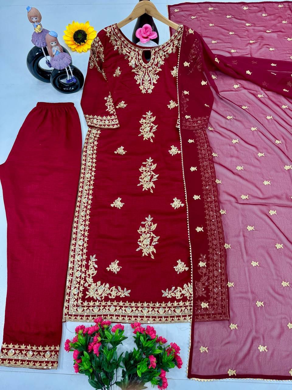 DESIGNER HEAVY PARTY WEAR TOP WITH PLAZZO