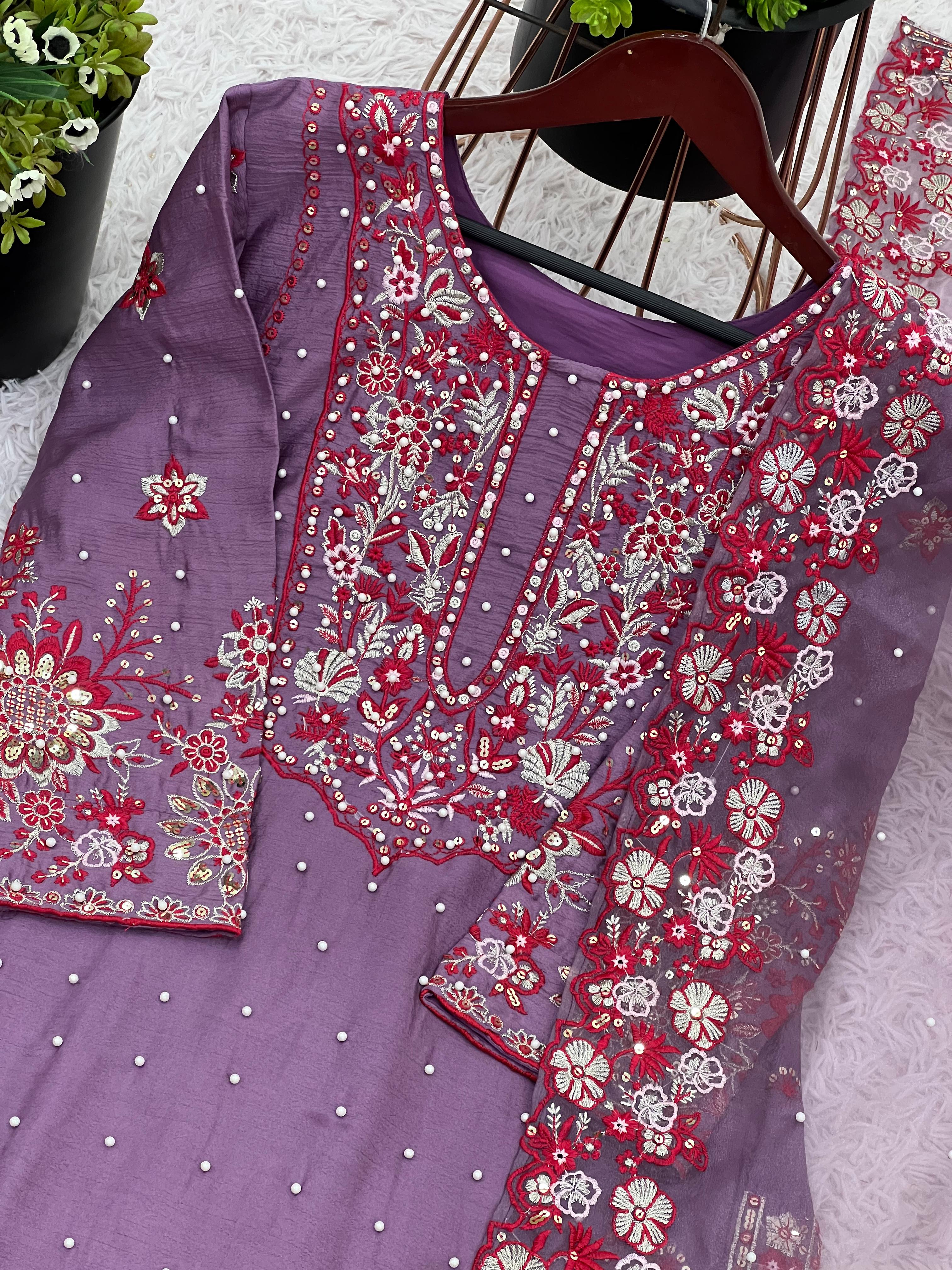 New Designer Party Wear Look Top-Palazzo and Dupatta with Heavy Embroidery Work