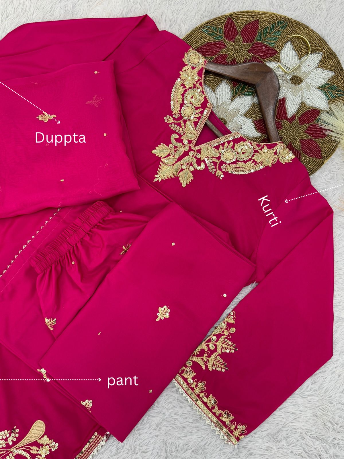 KURTI, PLAZAA AND DUPATTA WITH BEAUTIFUL EMBROIDERY SEQUENCE WORK